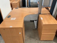 UNASSEMBLED TWO PERSON BENCH DESK INC. 2No. DESKS & 2No. 3 DRAWER PEDESTALS - 6