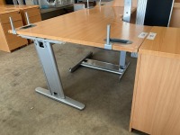 UNASSEMBLED TWO PERSON BENCH DESK INC. 2No. 1600mm DESKS & 1No. 3 DRAWER PEDESTAL - 10