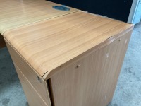 TWO PERSON BENCH DESK INC. 2No. DESKS, 2No. PEDESTALS, 2No. Operator Chairs, 4No. Privacy Screens - 5