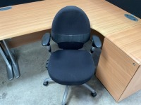 TWO PERSON BENCH DESK INC. 2No. DESKS, 2No. PEDESTALS, 2No. Operator Chairs, 4No. Privacy Screens - 10