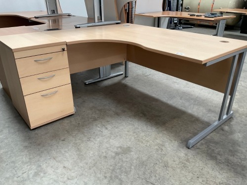1600mm LEFT HAND CORNER DESK & 3 DRAWER PEDESTAL