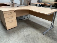 1600mm LEFT HAND CORNER DESK & 3 DRAWER PEDESTAL