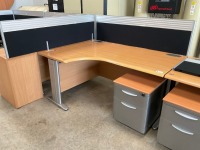TWO PERSON BENCH DESK INC. 2No. DESKS, 2No. PEDESTALS & 2No. Operator Chairs - 4