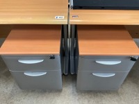 TWO PERSON BENCH DESK INC. 2No. DESKS, 2No. PEDESTALS & 2No. Operator Chairs - 8