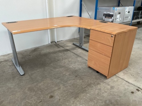 1600mm RIGHT HAND CORNER DESK & 3 DRAWER PEDESTAL