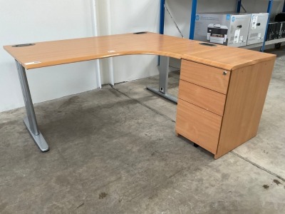 1600mm RIGHT HAND CORNER DESK & 3 DRAWER PEDESTAL