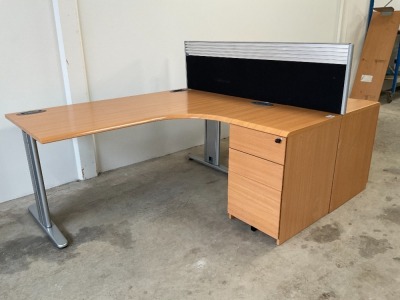 TWO PERSON BENCH DESK INC. 2No. DESKS & 2No. 3 DRAWER PEDESTALS