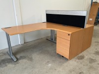 TWO PERSON BENCH DESK INC. 2No. DESKS & 2No. 3 DRAWER PEDESTALS