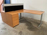 TWO PERSON BENCH DESK INC. 2No. DESKS & 2No. 3 DRAWER PEDESTALS - 7