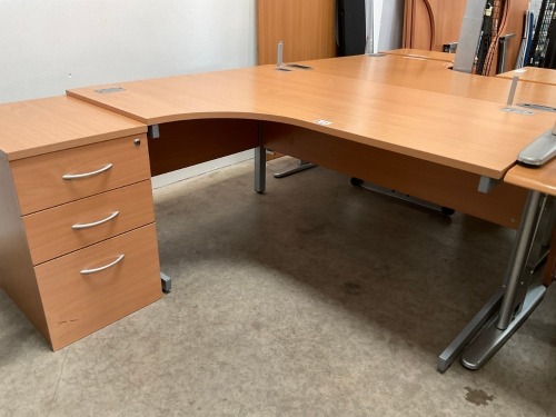 1600mm LEFT HAND CORNER DESK & 3 DRAWER PEDESTAL