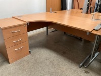 1600mm LEFT HAND CORNER DESK & 3 DRAWER PEDESTAL