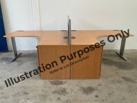 UNASSEMBLED TWO PERSON BENCH DESK INC. 2No. DESKS & 2No. 3 DRAWER PEDESTALS