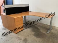 UNASSEMBLED TWO PERSON BENCH DESK INC. 2No. DESKS & 2No. 3 DRAWER PEDESTALS - 2