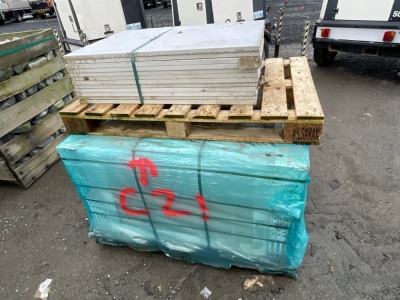 2No. PALLETS OF UNUSED 900mm x 600mm x 20mm DAWN LIGHT GREY PORCELAIN PAVING
