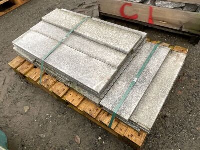 PALLET OF UNUSED SILVER GRANITE STEP RISERS