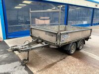 APPROX. 8ft x 5ft IFOR WILLIAMS 2000KGS DROPSIDE GALVANISED TWIN AXLE TRAILER - 3