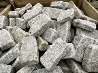 LARGE WOODEN CRATE TO INC. SILVER GRANITE TUMBLED COBBLES 200mm x 100mm - 2