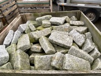 LARGE WOODEN CRATE TO INC. SILVER GRANITE TUMBLED COBBLES 200mm x 100mm - 2