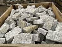 LARGE WOODEN CRATE TO INC. SILVER GRANITE TUMBLED COBBLES 200mm x 100mm - 2