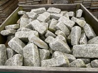 LARGE WOODEN CRATE TO INC. SILVER GRANITE TUMBLED COBBLES 200mm x 100mm - 2