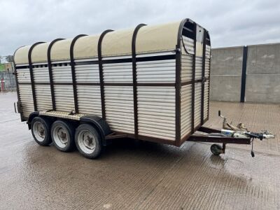 APPROX. 12ft x 6ft HAMILTON TRI AXLE CATTLE TRAILER&nbsp;