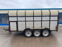 APPROX. 12ft x 6ft HAMILTON TRI AXLE CATTLE TRAILER&nbsp; - 4