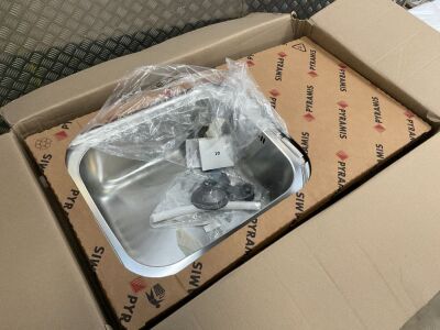 UNUSED PYRAMIS STAINLESS STEEL INSERT SINK & WASTE