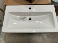 SONAS FREYA 80 CM TWO-DRAWER WALL-HUNG VANITY UNIT IN REEF GREEN MATTE INCLUDING BASIN - 3