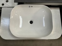 APPROX. 870 CURVED FLUTED SMOKED-SAGE SINGLE-DRAWER WALL-MOUNTED UNIT WITH SOLID WORKTOP AND FREESTANDING BASIN - 2