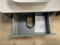 APPROX. 870 CURVED FLUTED SMOKED-SAGE SINGLE-DRAWER WALL-MOUNTED UNIT WITH SOLID WORKTOP AND FREESTANDING BASIN - 5