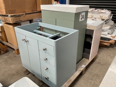 EX-DISPLAY APPROX. 800 POWDER BLUE PARAGON UNIT WITH BASIN