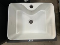 APPROX. 600 SINGLE-DRAWER WALL-MOUNTED VANITY UNIT IN DARK WOOD WITH ONE-TAP-HOLE BASIN - 2