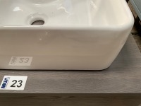 APPROX. 600 SINGLE-DRAWER WALL-MOUNTED VANITY UNIT IN DARK WOOD WITH ONE-TAP-HOLE BASIN - 3