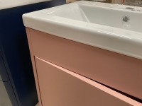 APPROX. 500 WALL-MOUNTED SINGLE-DOOR VANITY UNIT IN DUSKY PINK WITH BASIN - 3