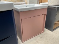 APPROX. 500 WALL-MOUNTED SINGLE-DOOR VANITY UNIT IN DUSKY PINK WITH BASIN - 4
