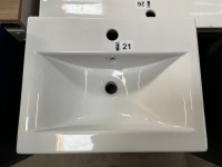 APPROX. 500 WALL-MOUNTED SINGLE-DOOR VANITY UNIT IN DUSKY PINK WITH BASIN - 5