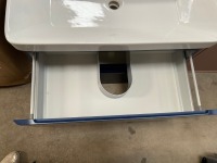 APPROX. 800 TWO-DRAWER WALL-MOUNTED INDIGO BLUE VANITY UNIT AND BASIN - 3
