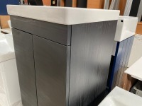 APPROX. 500 FLOOR-STANDING TWO-DOOR UNIT IN BLACK WOODGRAIN WITH BASIN - 5