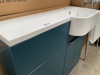 APPROX. 1000 MATCH ALL IN ONE UNIT IN OXFORD BLUE WITH RIGHT-HAND BASIN AND DOUBLE DOOR UNIT INC. INCORPORATED BACK TO WALL UNIT - 4