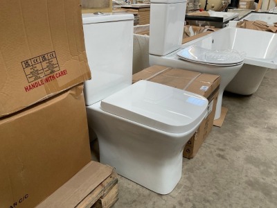 NCG450 AVA SOFT SQUARE RIMLESS TOILET COMPLETE INC. SEMI OPEN BACK PAN, CISTERN & SEAT