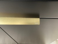 APPROX. 600 TWO-DOOR STOCKHOLM FLOOR-STANDING UNIT IN MATTE BLACK WITH MATCHING WORKTOP, BRUSHED BRASS HANDLES AND FREESTANDING BASIN - 5