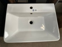 APPROX. 600 WALL-MOUNTED SINGLE-DRAWER UNIT IN BLACK WOODGRAIN WITH BASIN - 2