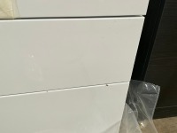 APPROX. 600 TWO-DRAWER WALL-MOUNTED WHITE GLOSS UNIT AND BASIN - 3