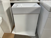 APPROX. 400 WALL-MOUNTED WHITE GLOSS CLOAKROOM UNIT AND BASIN
