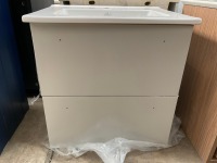 APPROX. 500 TWO-DRAWER WALL-MOUNTED VANITY UNIT AND BASIN IN DOVE GREY - 3