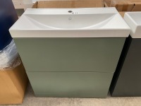 APPROX. 800 FLOORSTANDING TWO-DRAWER VANITY UNIT IN PISTACHIO GREEN WITH BASIN - 2