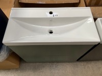 APPROX. 800 FLOORSTANDING TWO-DRAWER VANITY UNIT IN PISTACHIO GREEN WITH BASIN - 3