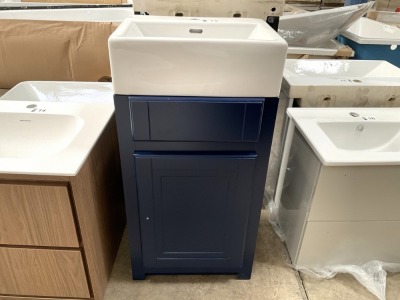 TENBY SAPPHIRE BLUE TRADITIONAL FLOOR-STANDING UNIT AND BASIN APPROX. 450 WIDE