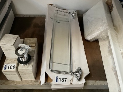 2No. TRADITIONAL CHROME GALLERY SHELVES WITH GLASS FINISH