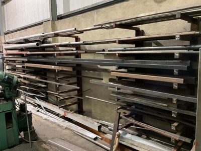 5 LEGGED 11-TIER METAL STORAGE RACK & CONTENTS